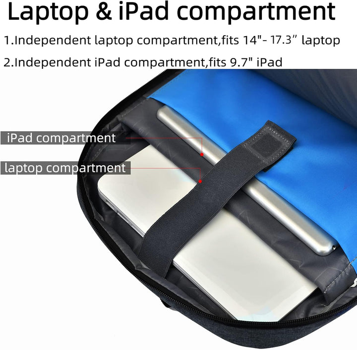 Reise-Laptoprucksack mit USB-Anschluss für Powerbank, gut organisiert und wasserdicht.