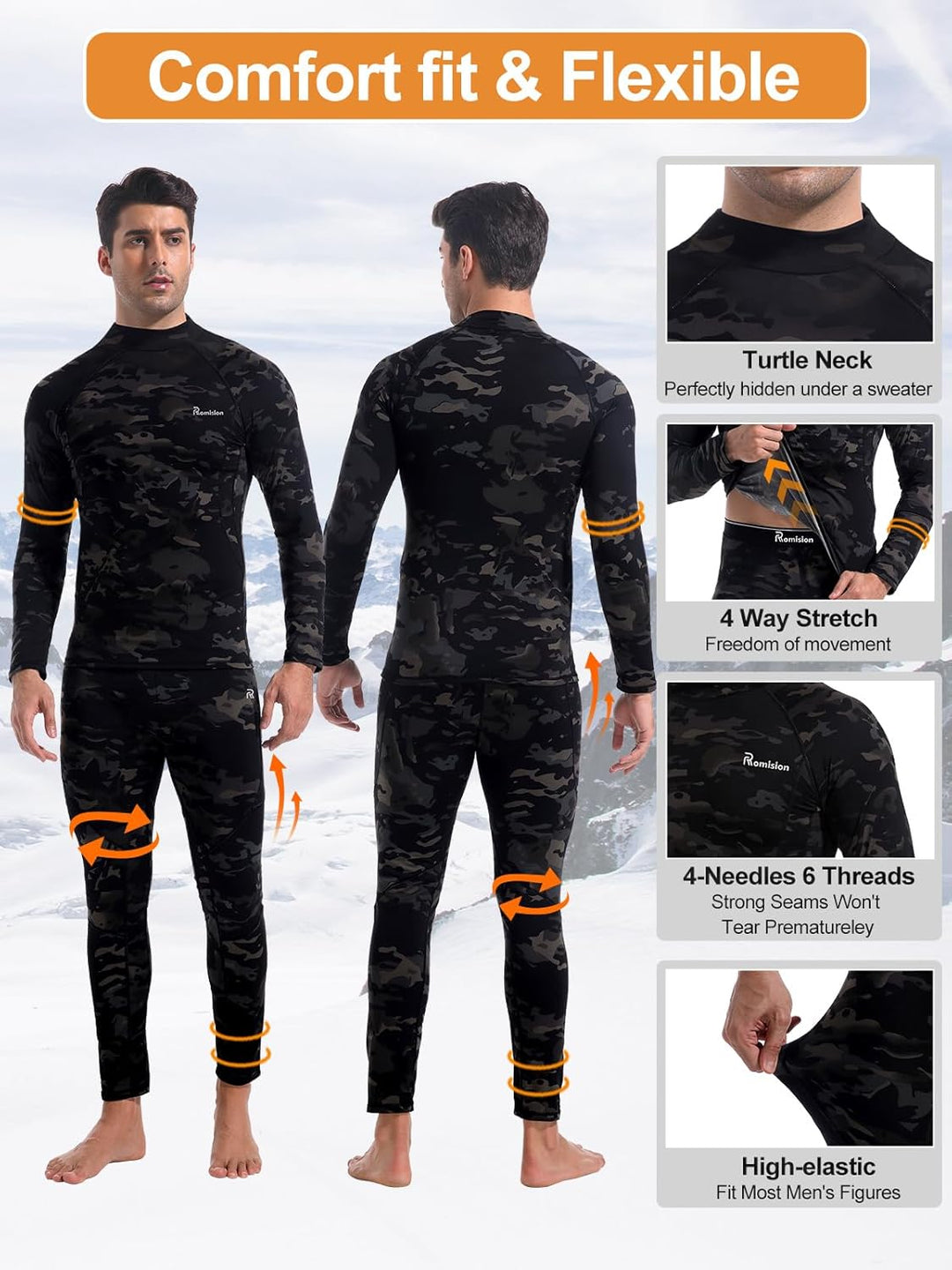 Herren Thermounterwäsche-Set, geeignet für extreme Kälte, mit hohem Wärmerückhalt.