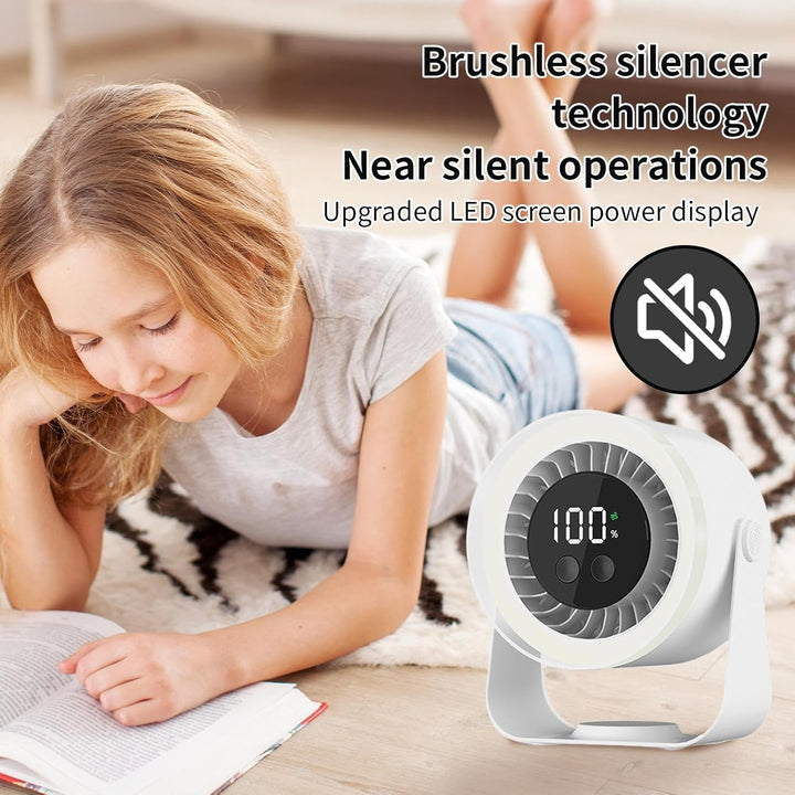 Kompakter, rosa Schreibtisch-Ventilator mit USB-Anschluss, leistungsstark.