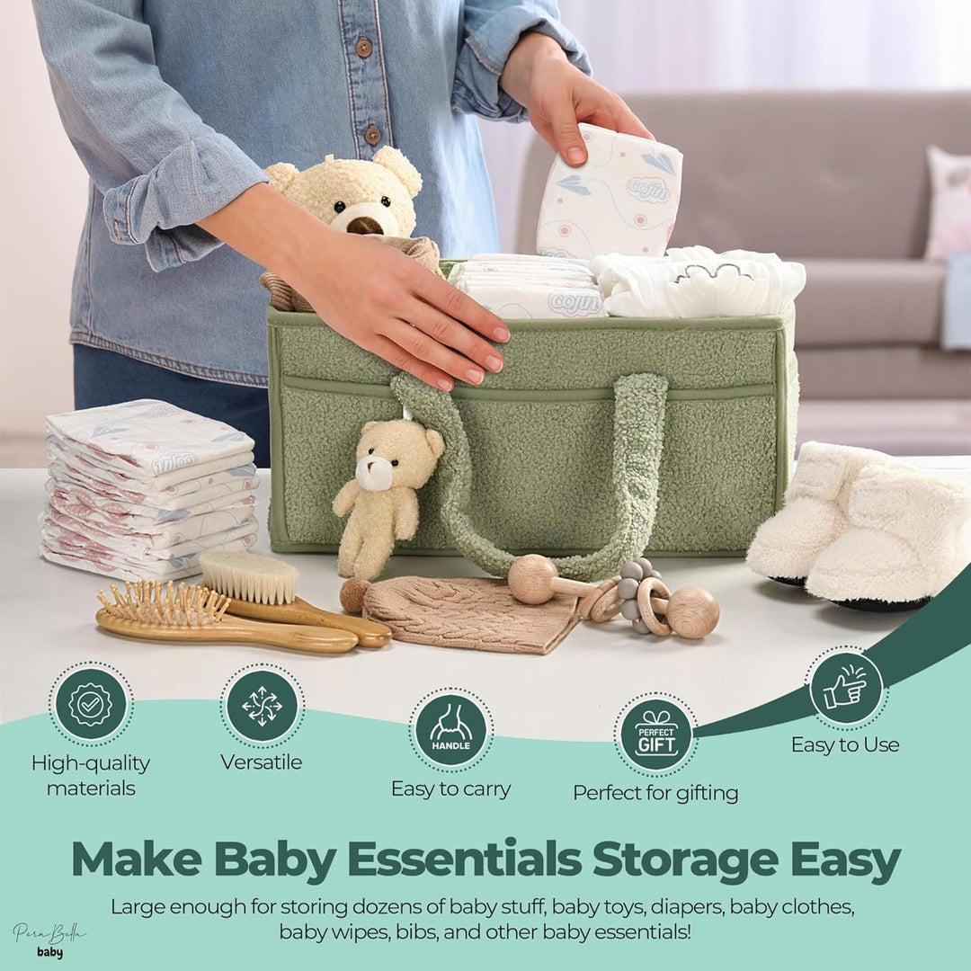 Weicher Plüsch Sherpa Aufbewahrungskorb für Babywindeln, Decken & Spielzeug.