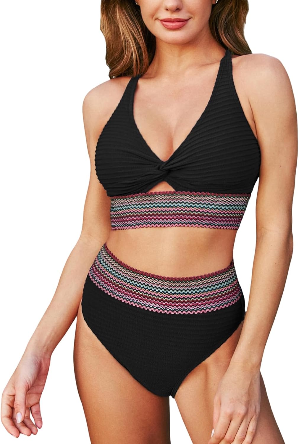 Eleganter Damen Bikini mit Bauchkontrolle, ideal für Strand und Pool.