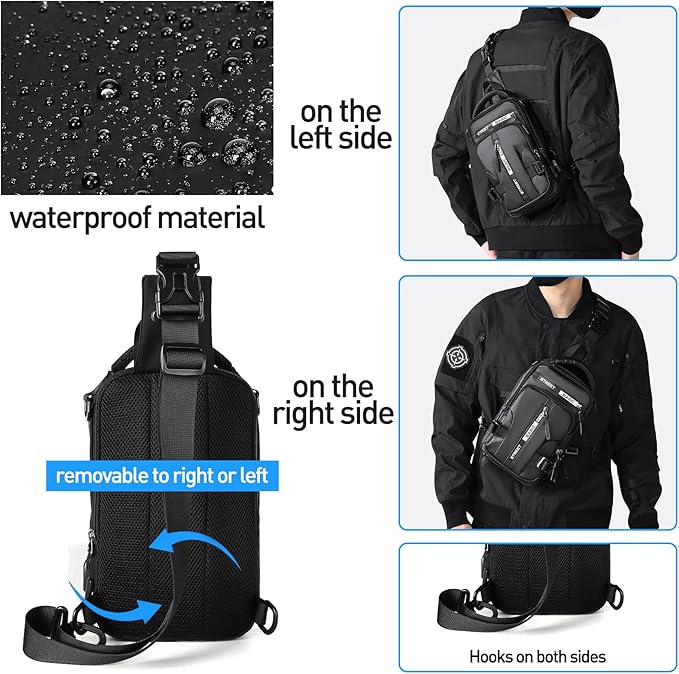 Leichter kompakter Unisex Sling-Rucksack, ideal als Reisetasche für Städtetrips und kurze Abenteuer.