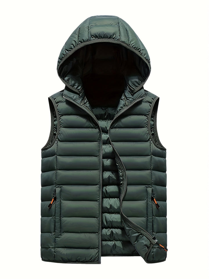 Herren Steppweste mit Kapuze, leicht & warm, ideal für Outdoor & Übergangszeit.