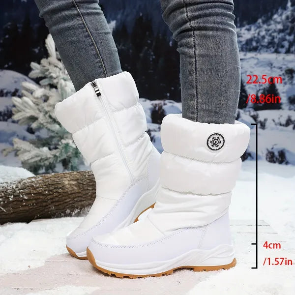 Damen Winterschuhe: Gefütterte Schneestiefel mit seitlichem Reißverschluss, warm & rutschfest.