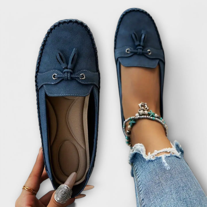 Blaue orthopädische Loafer, Damen Freizeitschuhe mit hohem Tragekomfort.