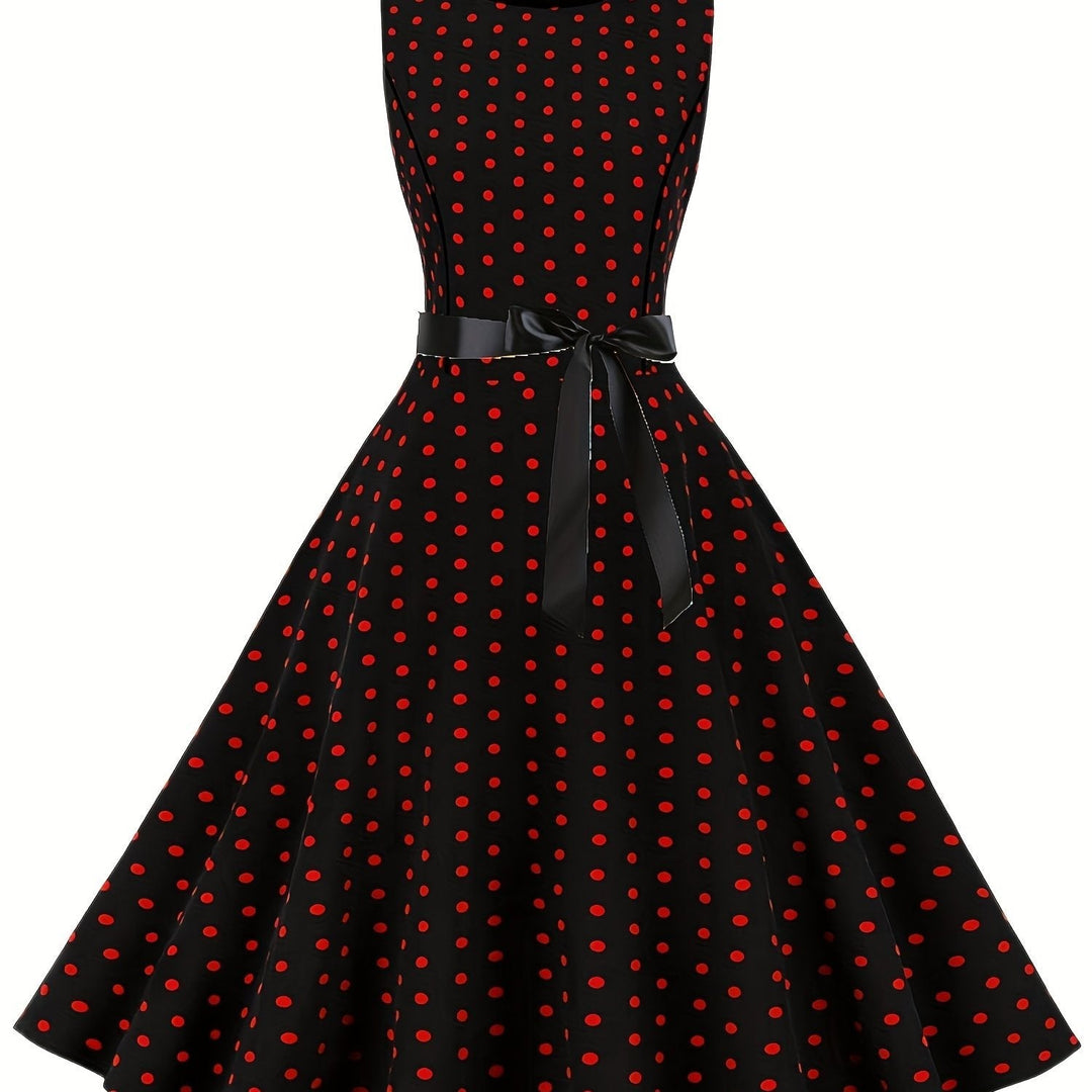 Zeitloses Damen Vintage Rockabilly Kleid, Polka Dots, schwingender A-Linien Schnitt.
