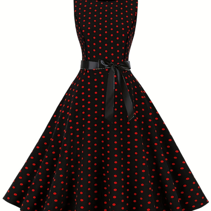 Zeitloses Damen Vintage Rockabilly Kleid, Polka Dots, schwingender A-Linien Schnitt.