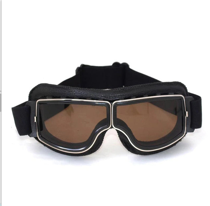Biker Eyewear Herren, Retro-Pilotenbrille, UV-Schutz, Lederakzente, für sicheres Fahren.