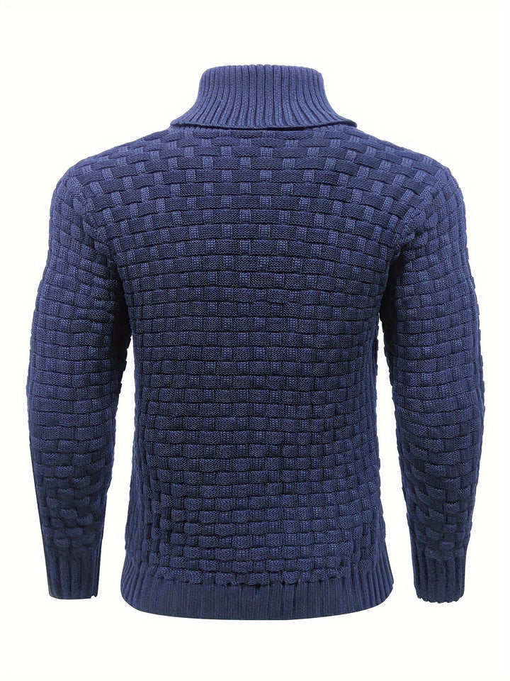 Herren Pullover mit Schalkragen, Waffelstruktur; Must-have für stilbewusste Männer im Winter.