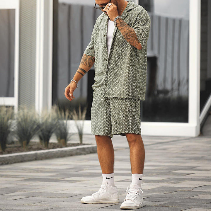 Lässiges Lillymoda Sommerhemd für Herren in Graugrün, kurzärmlig. Ideal für stilvolle Freizeitlooks.