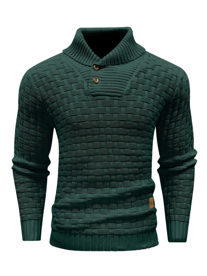 Stilvoller Herren Pullover mit Waffelstruktur, Schalkragen; perfekt für den Lagenlook im Winter.