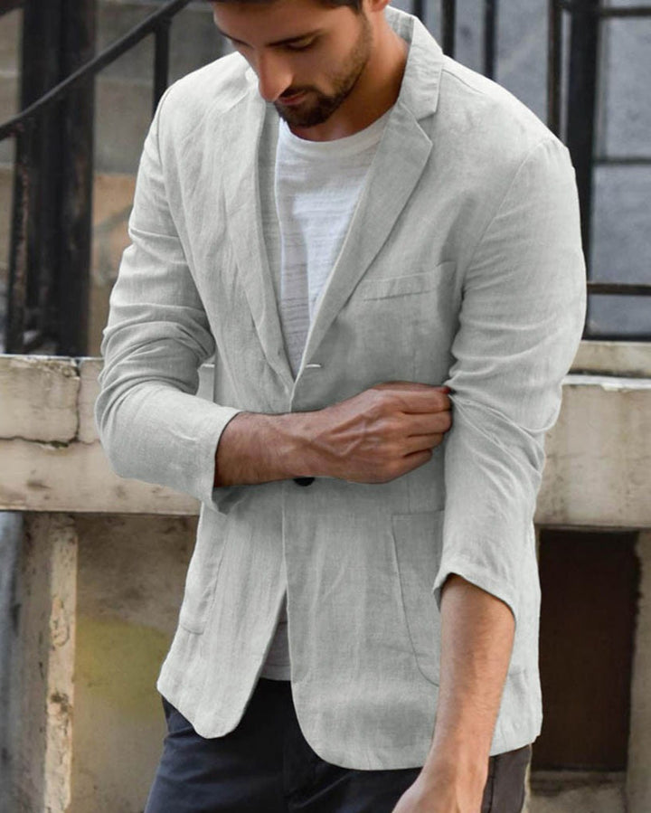 Herren Sakko mit lockerem Schnitt für Frühling & Herbst. Moderner Zweiknopf-Blazer, ideal für Smart Casual Looks.