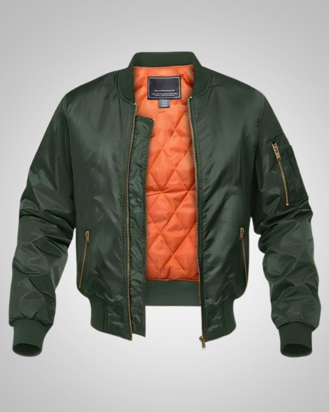 Vielseitige, gefütterte Herren Bomberjacke in Grün. Ideale Reissverschlussjacke für Winter & Freizeit.