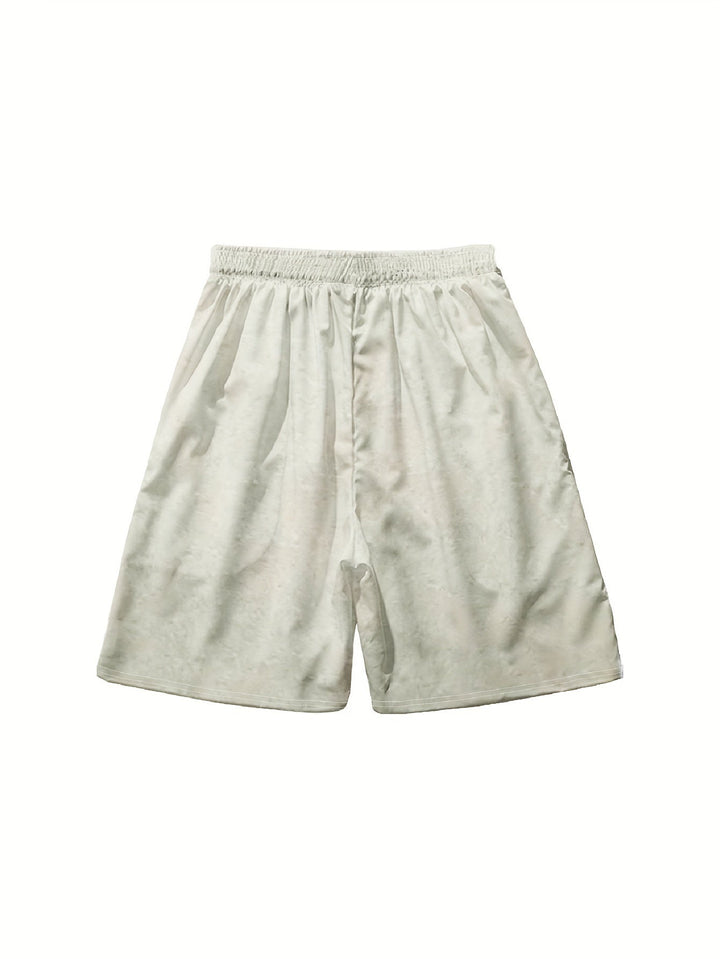 Stylische Herren-Sommershorts in Khaki, Ethno- & Künstler-Design, ideal für Strand & Freizeit.
