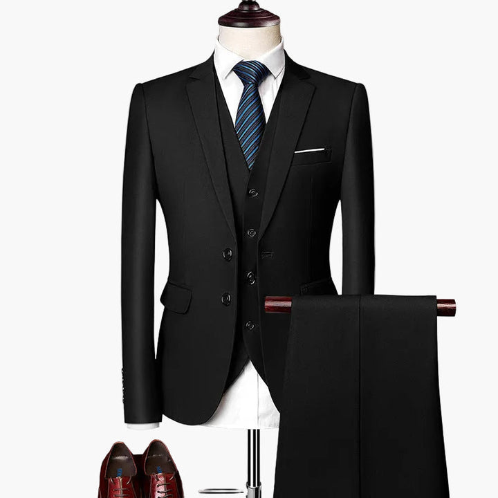Komplettes Herren Anzug Set: Sakko, Weste & Hose im 3-teiligen Slim Fit Business-Stil.
