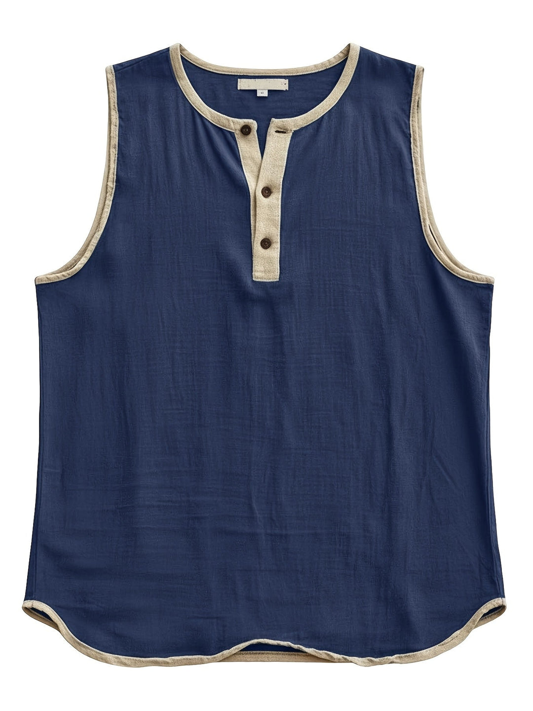 Herren ärmelloses Henley-Shirt, lässig und komfortabel, perfekt für Freizeit & Sommer.