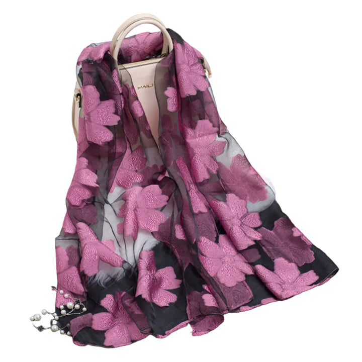 Schicker Damenschal mit Blumen & Cut-Outs, elegant & vielseitig kombinierbar als Accessoire.