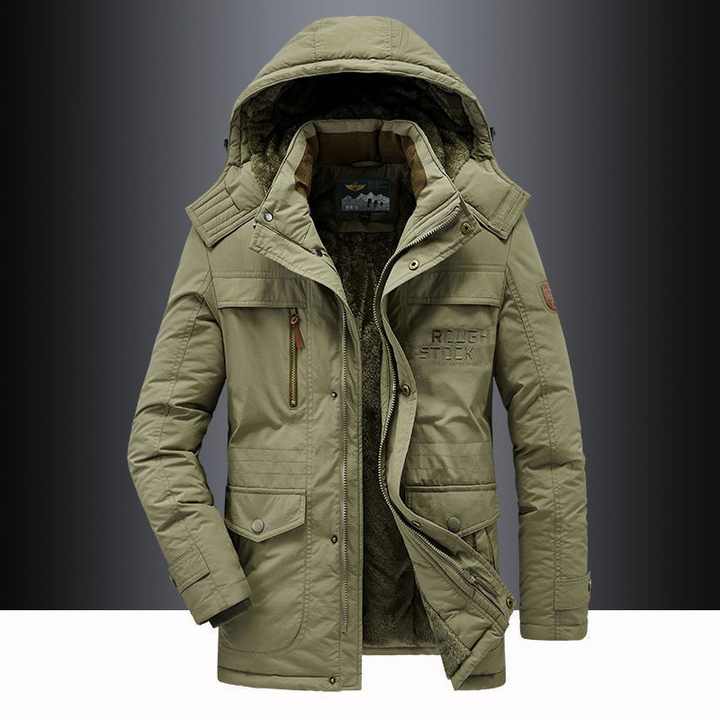 Robuste Herren Winterjacke für Kälteschutz, windabweisend, mit Kapuze; perfekt für Outdoor und Freizeit.