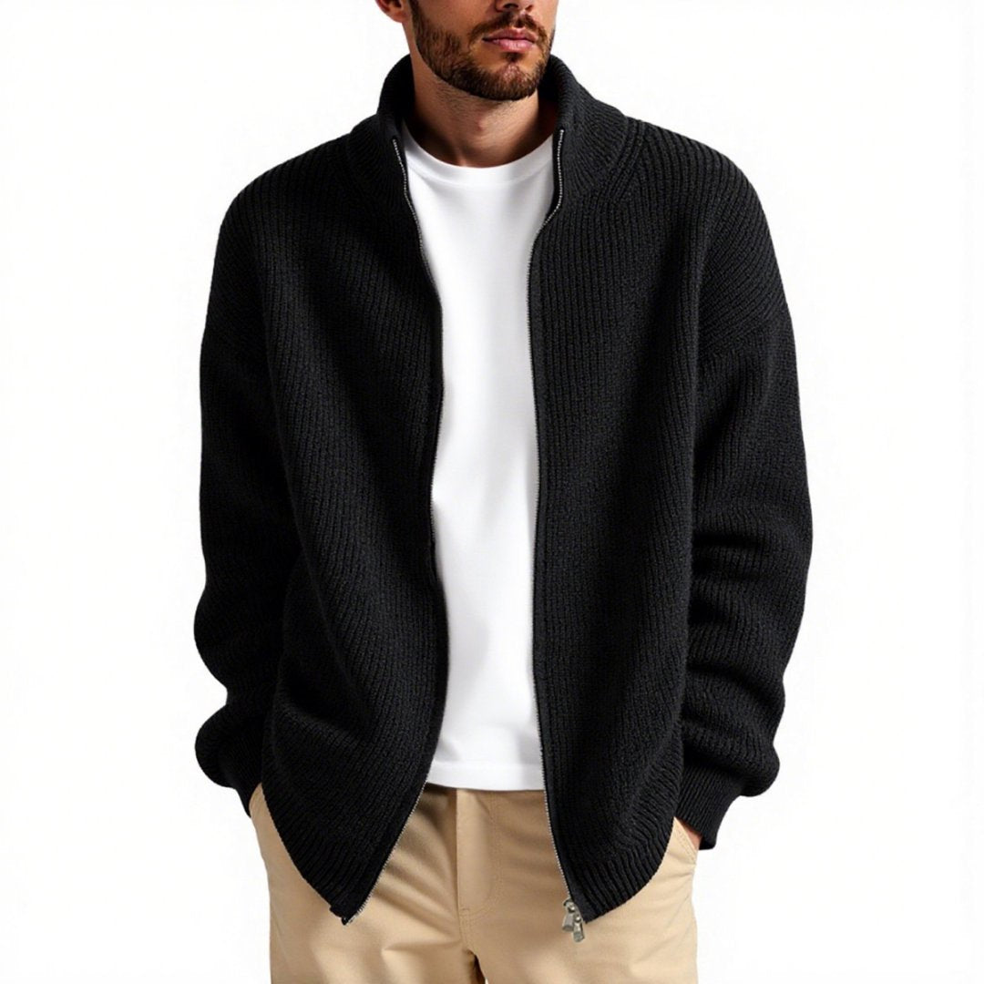 Weicher, langärmliger Herren Strick-Cardigan, offener Schnitt, ideal für lässige Mode und Layering.