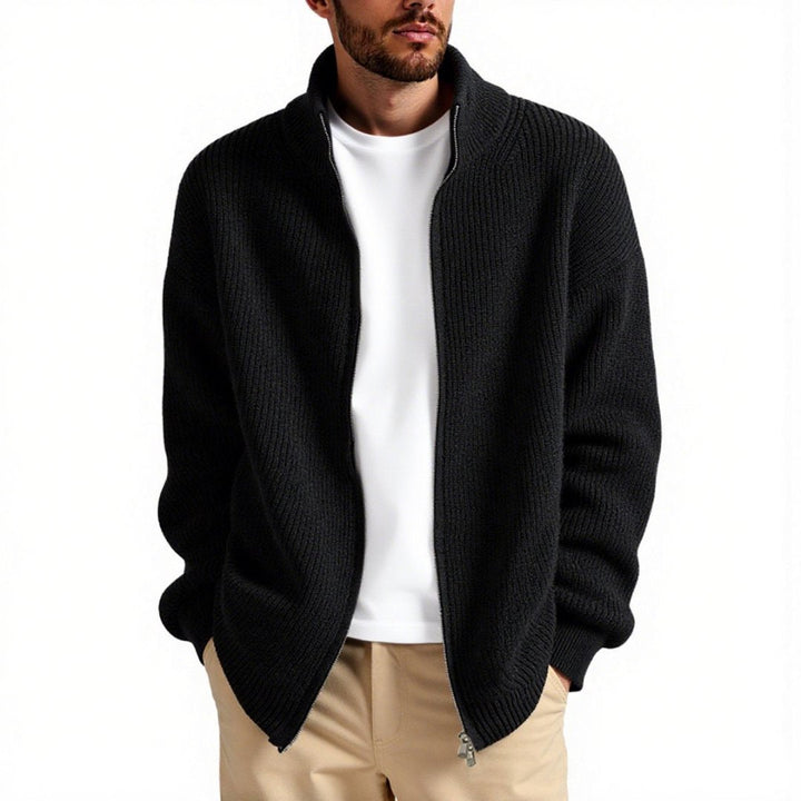 Weicher, langärmliger Herren Strick-Cardigan, offener Schnitt, ideal für lässige Mode und Layering.