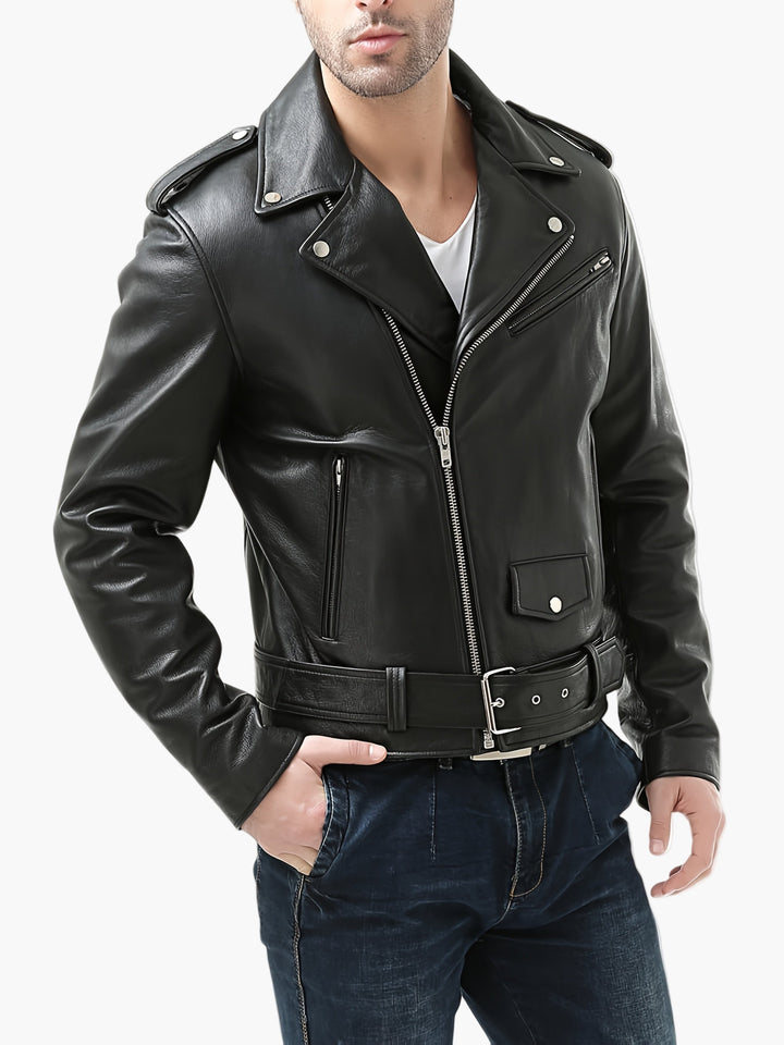 Modische Herren Lederlook Bikerjacke, Vintage Stil, Schwarz, perfekt für Motorradfahrten & Alltag.