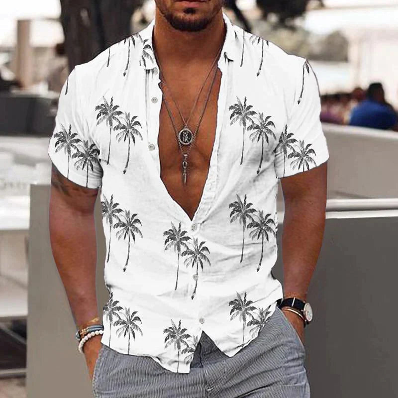 Stilvolles, leichtes Herren Kurzarmhemd aus Leinen; ideale Sommermode für Herren.