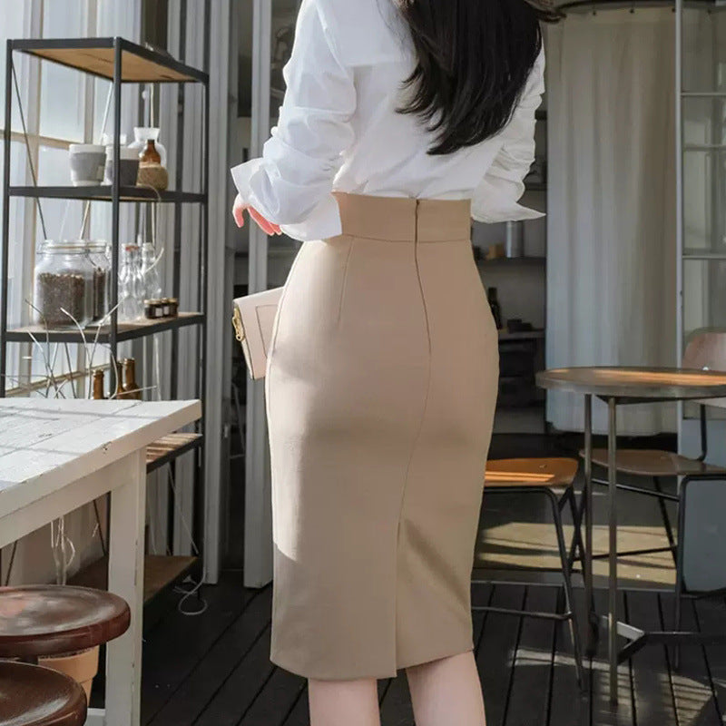 Damen High Waist Bürorock – Eleganter Bleistiftrock mittellang mit Reißverschluss. Business-Chic.