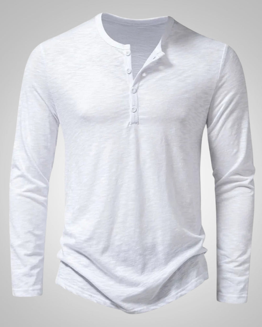 Modisches grünes Herren Langarmshirt im Slim Fit Henley-Stil, bequem & vielseitig kombinierbar.