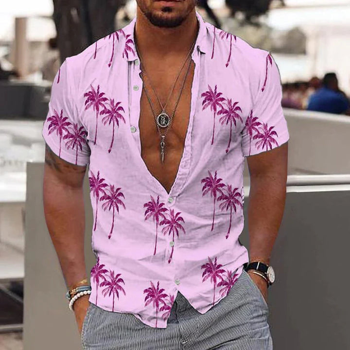 Lässiges Herren Leinenhemd mit kurzen Ärmeln, ideal für heiße Sommertage und stilvolle Freizeitlooks.