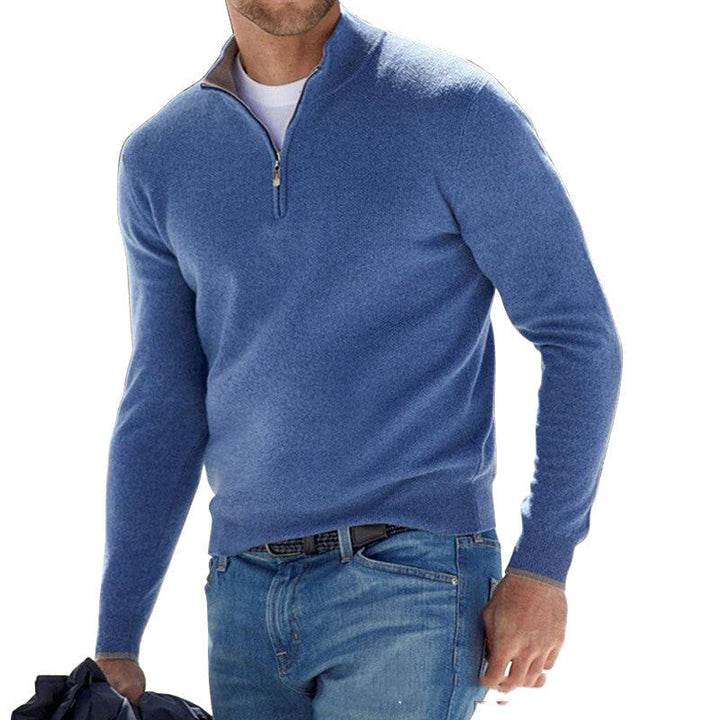 Robuster Herren Cardigan Langarm. Offene Vorderseite, schlichtes Design für langlebige Herrenmode.