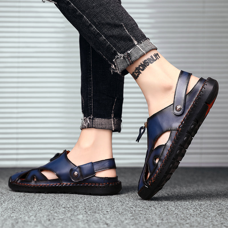 Ergonomische Herren Sandalen mit Zehenschutz, bequem für Freizeit und Aktivität.
