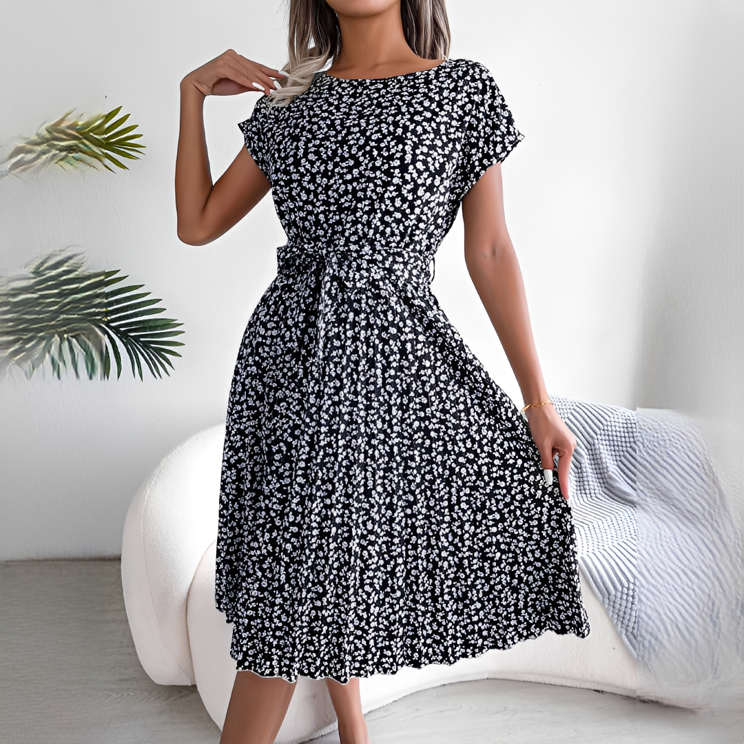 Vielseitiges Damen Midikleid, Slim Fit Abendkleid & Freizeitkleid, kurzärmlig.