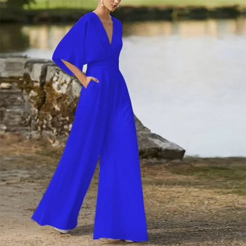 Eleganter Damen Jumpsuit mit weitem Bein für Frühling & Sommer. Ärmelloser Overall, perfekt für festliche Anlässe & Freizeit.