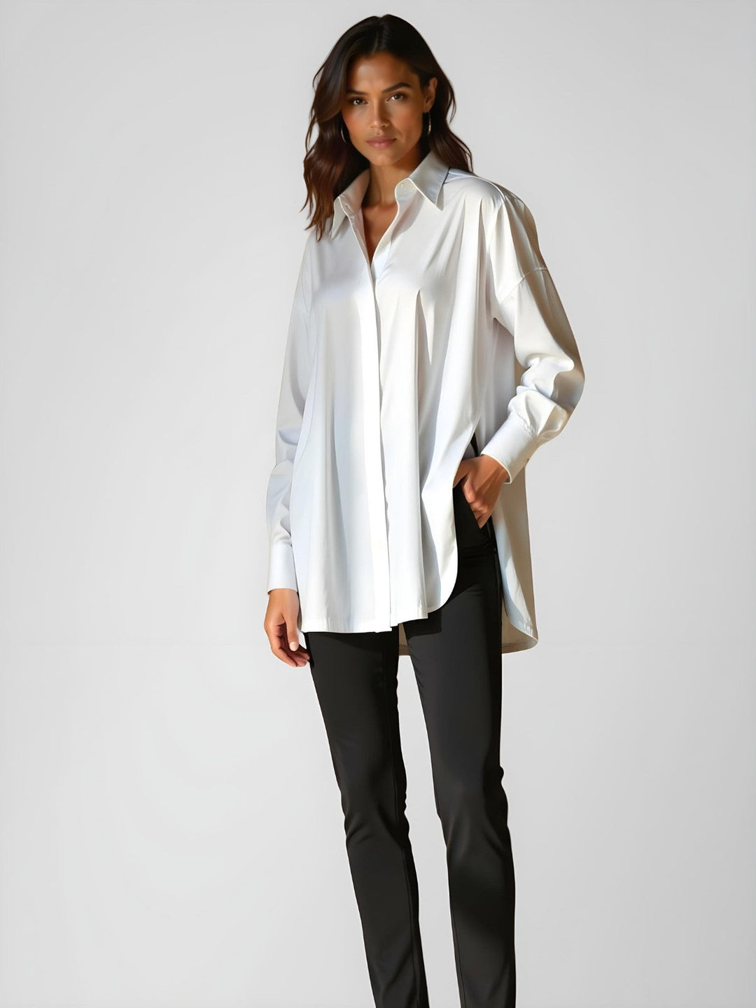 Vielseitiges Damen Hemdblusenkleid, Oversize, als Kleid oder offener Cardigan tragbar.
