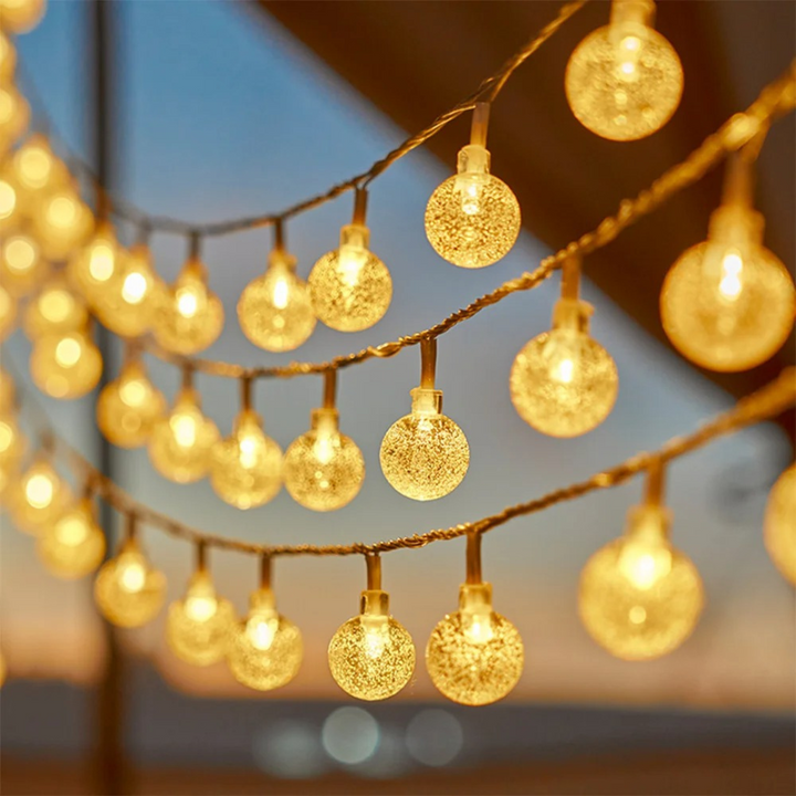 Wasserdichte Solarlichterkette, 9.5m, 50 LEDs. Ideal für stimmungsvolle Garten- & Außenbeleuchtung.