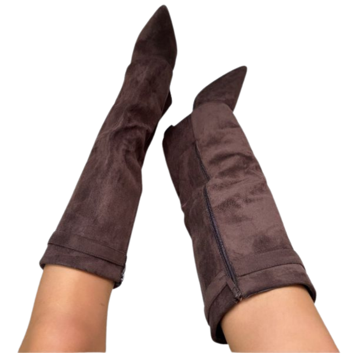 Vielseitige kniehohe Damenstiefel mit Blockabsatz & Schnalle, die Stil und Komfort im Herbst/Winter vereinen.