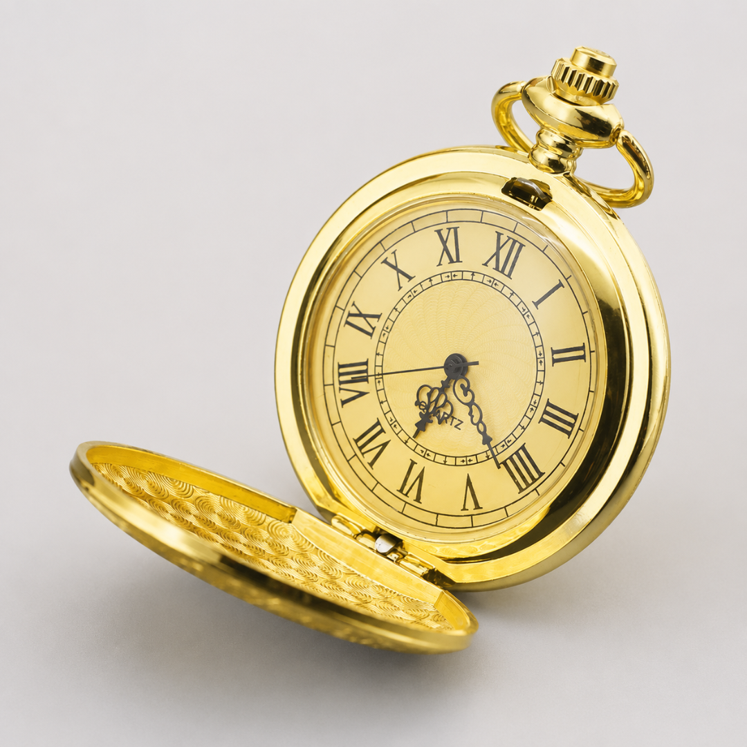 Klassischer Unisex Taschenuhr-Anhänger im Vintage-Design, mit präzisem Quarzwerk-Uhrwerk.