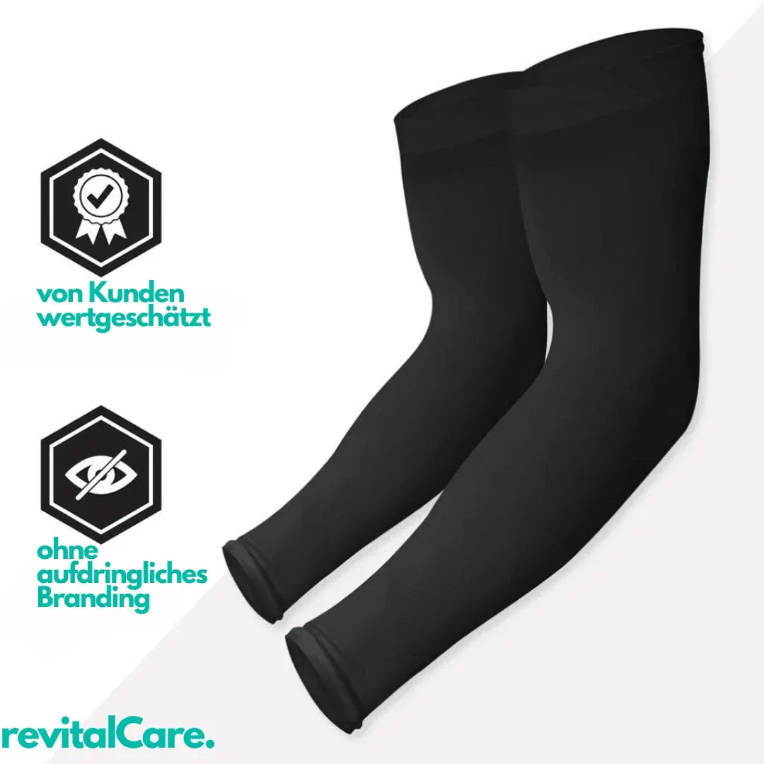 Elastischer Unisex Kompressions-Armsleeve für Sport, Laufen & Radfahren, in Grau.