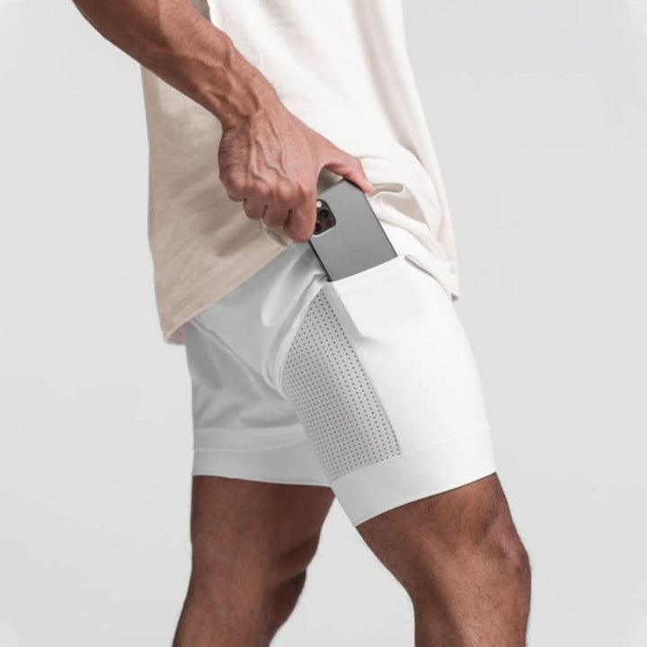 Komfortable Herren Fitnessshorts "Noah", 2-in-1 Design, atmungsaktiv, für maximale Bewegungsfreiheit beim Sport.
