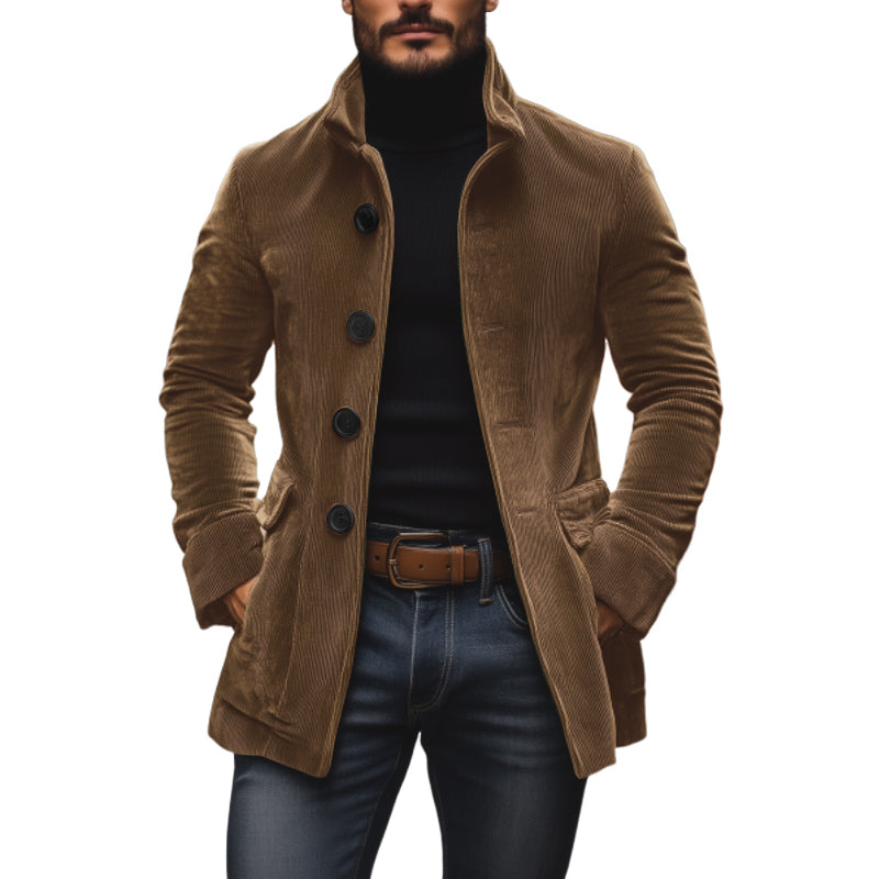Coole Herren Übergangsjacke für Streetwear und Freizeit, mit Stehkragen, Knopfverschluss und modernem Slimfit.