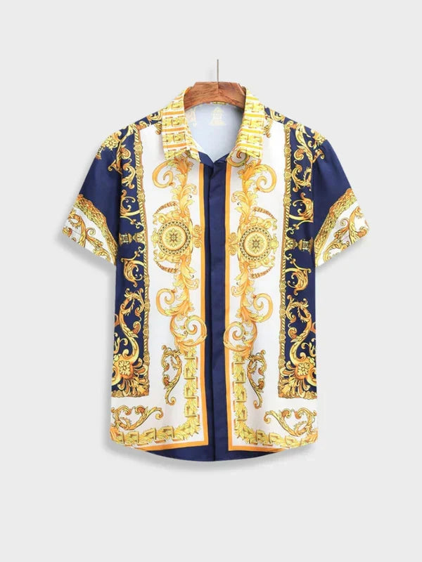 Komplettes Herren Sommerset Barockmuster in Schwarz. Trendiger Zweiteiler für stilvolle Sommeroutfits.