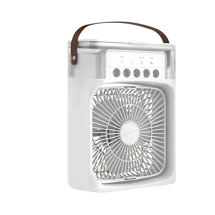 Smarter 3-in-1 Klimagerät mit Ventilator, Luftbefeuchter & kühlem LED Licht für Komfort.