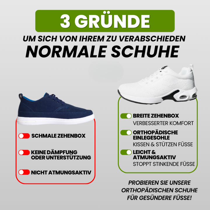 Schicke Komfortschuhe, ergonomisches Design, lindern Rückenschmerzen, weiß.