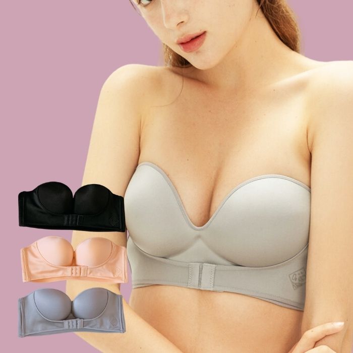 Unsichtbarer Elina Damen Trägerloser Push-up BH, nahtlos für glatte Silhouette unter jedem Outfit.