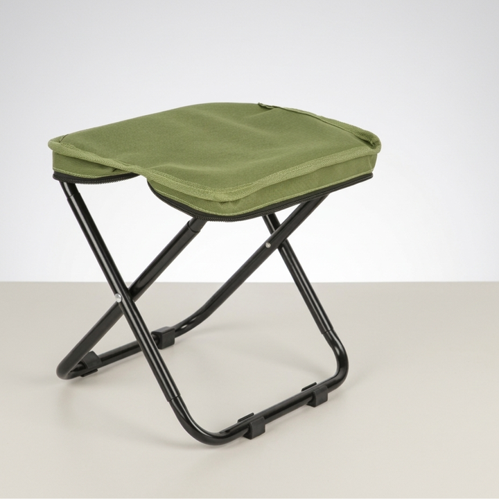 Tragbarer Klapphocker für Camping & Reisen. Robuste Sitzgelegenheit für Outdoor-Abenteuer.