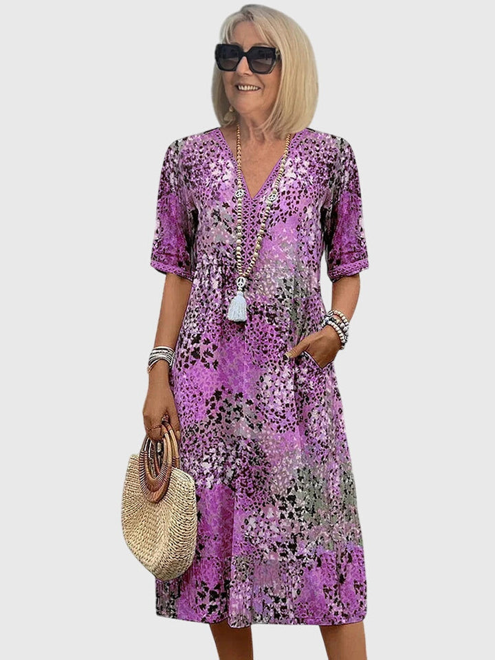 Damen Slim Fit Midikleid mit floralem Print, ein schickes und bequemes Frühlings- und Sommerkleid.