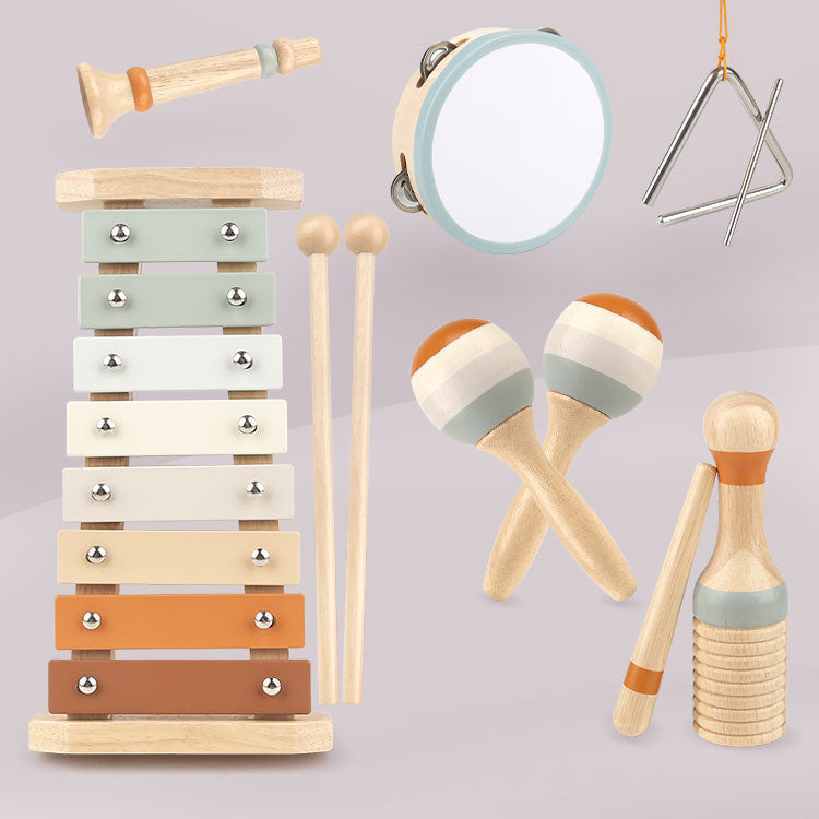Montessori Musikset für Kleinkinder aus Holz, fördert Rhythmusgefühl & Feinmotorik. Pädagogisches Kinderspielzeug.
