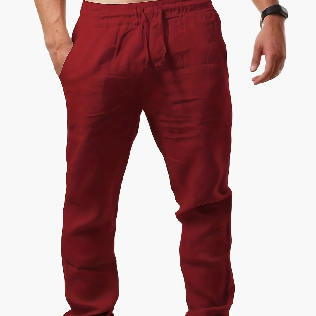 Schwarze Herren Freizeithose Kordelzug, vielseitig kombinierbar für Sommerlooks.