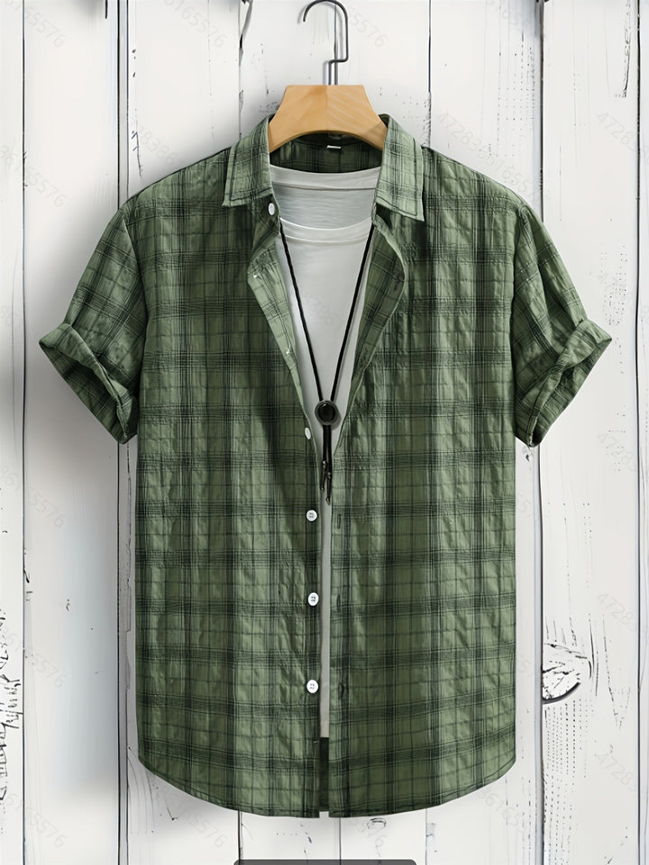 Herren Kurzarm-Karohemd für stilvollen Sommer-Look; modernes Freizeithemd für Alltag & Urlaub.