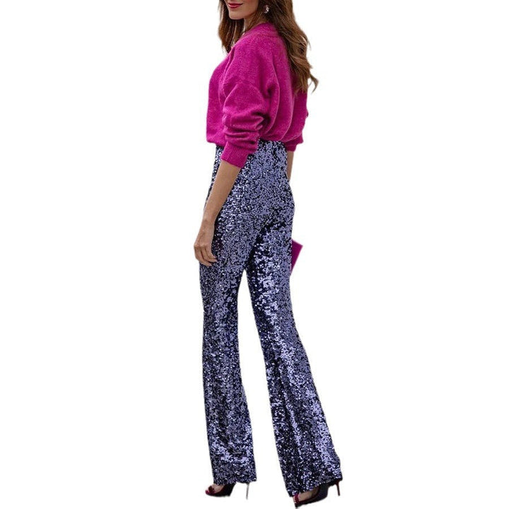 Elegante Damen Pailletten-Schlaghose, ideal für glamouröse Partys & festliche Abendveranstaltungen.